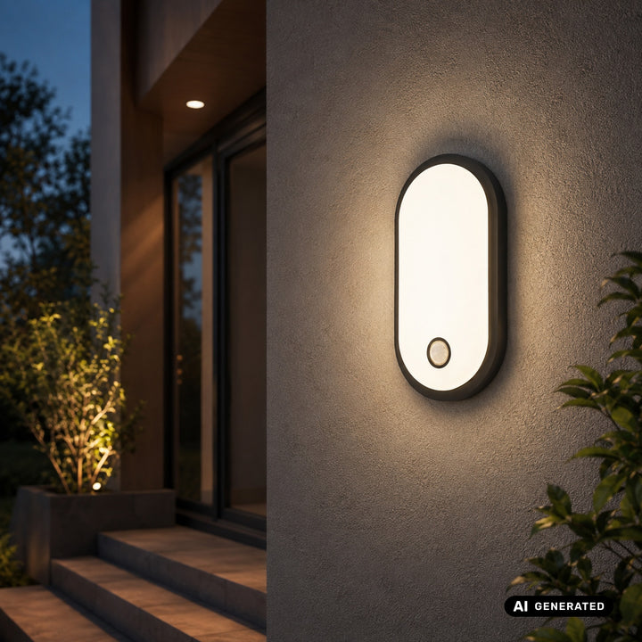 Maclean LED-lamp met bewegingssensor, PIR-sensor, zwart, 10 W/15 W/18 W, IP65, instelbare kleurtemperatuur 3000/4000/6000 K, MCE534 B