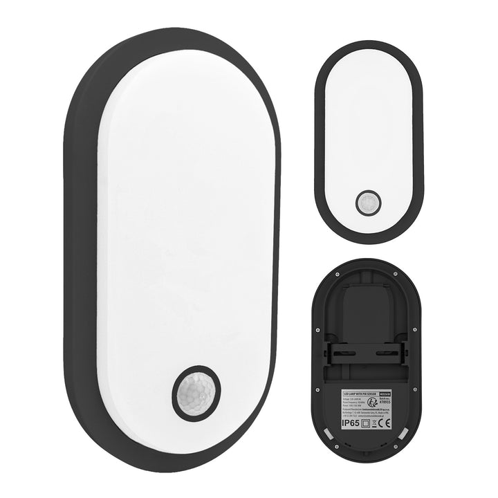 Maclean LED-lamp met bewegingssensor, PIR-sensor, zwart, 10 W/15 W/18 W, IP65, instelbare kleurtemperatuur 3000/4000/6000 K, MCE534 B