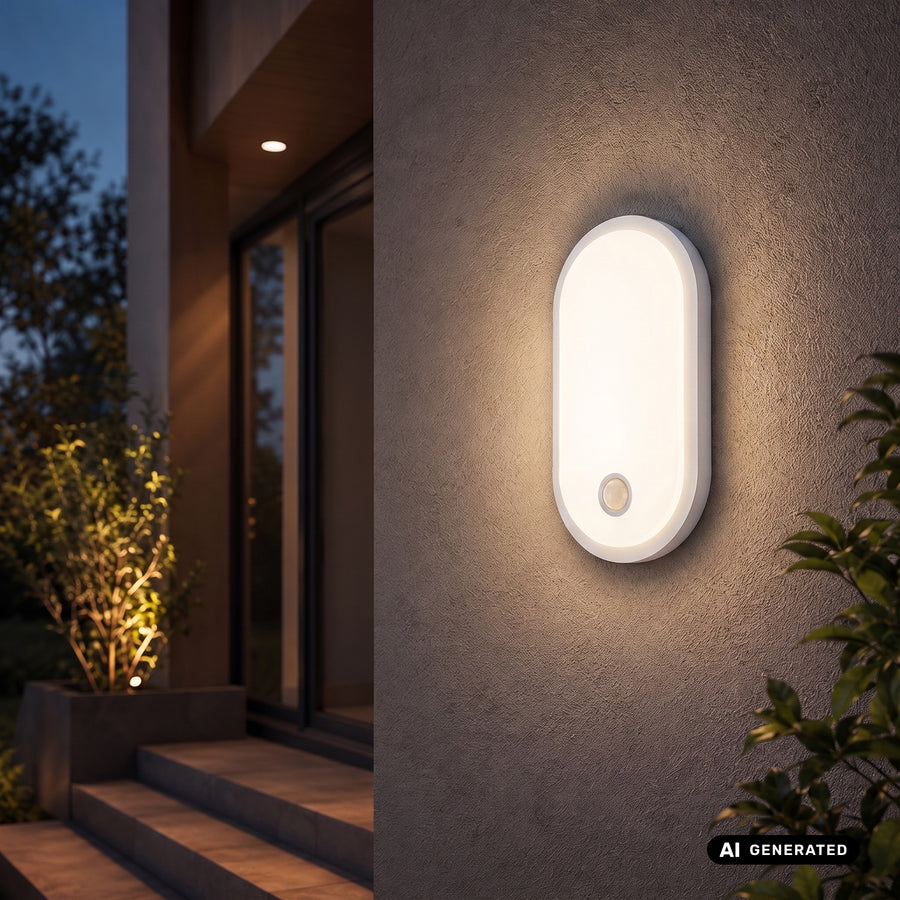 Maclean LED-lamp met bewegingssensor, PIR-sensor, wit, 10 W/15/18 W, IP65, instelbare kleurtemperatuur 3000/4000/6000 K, MCE534 W
