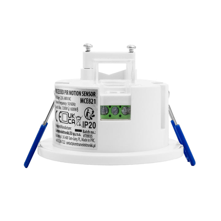 Maclean PIR-bewegingssensor, inbouwmodel, bereik 8 m, 600 W/1200 W, 220-240 V AC, 50/60 Hz, MCE821