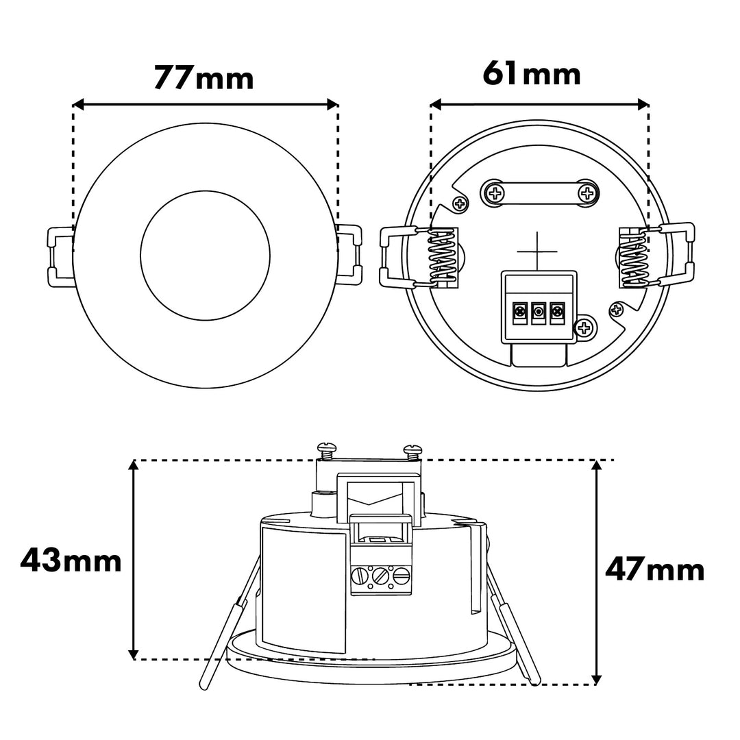 Maclean PIR-bewegingssensor, inbouwmodel, bereik 8 m, 600 W/1200 W, 220-240 V AC, 50/60 Hz, MCE821