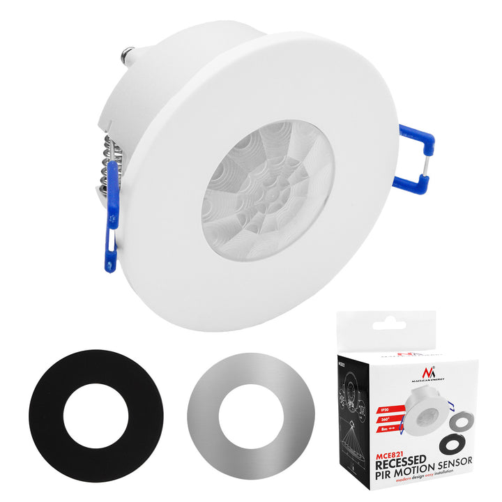 Maclean PIR-bewegingssensor, inbouwmodel, bereik 8 m, 600 W/1200 W, 220-240 V AC, 50/60 Hz, MCE821