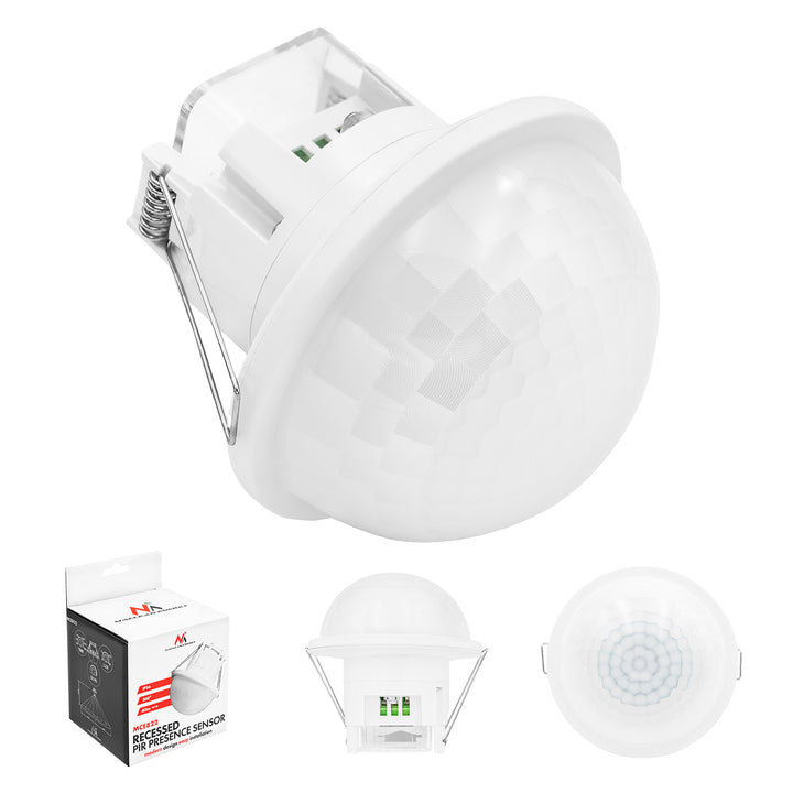 Maclean PIR-aanwezigheidssensor, inbouwmodel, bereik 10x40 m, 1000 W/2000 W, 220-240 V AC, 50/60 Hz, IP54, MCE822