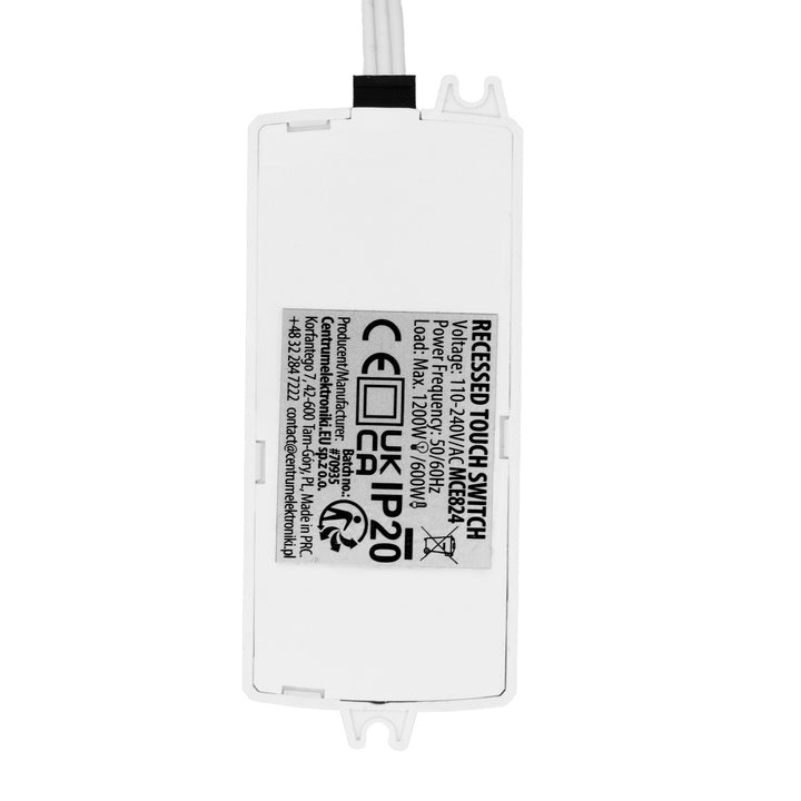 Maclean inbouw-aanraakschakelaar, <40 mm, 110-240 V AC, max. belasting 600 W voor LED, MCE824