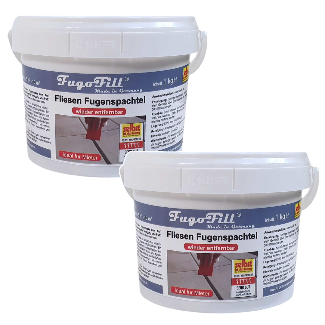 Verwijderbare voegmassa voor tegels FugoFill, 2x1kg, grijs