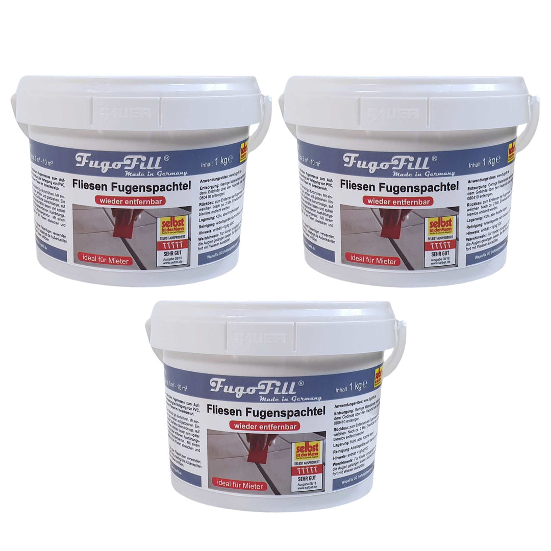 Verwijderbare voegpasta voor tegels FugoFill, 3x1kg, grijs