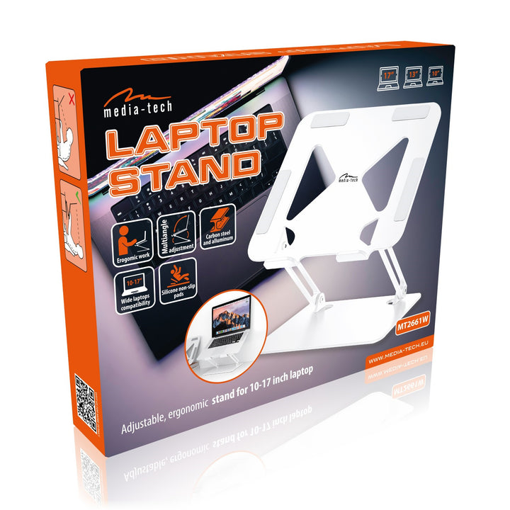 Verstelbare, ergonomische standaard voor laptops van 10-17 inch LAPTOP STAND MT2661W, Mediatech