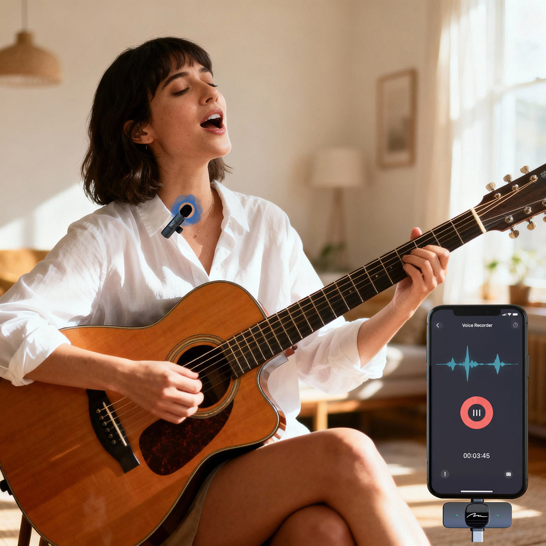 MICRO-MIC DUO - 2x draadloze microfoon met clip (set), iOS & Android (OTG), mini, supergevoelig. USB-C & LIGHTNING, Mediatech