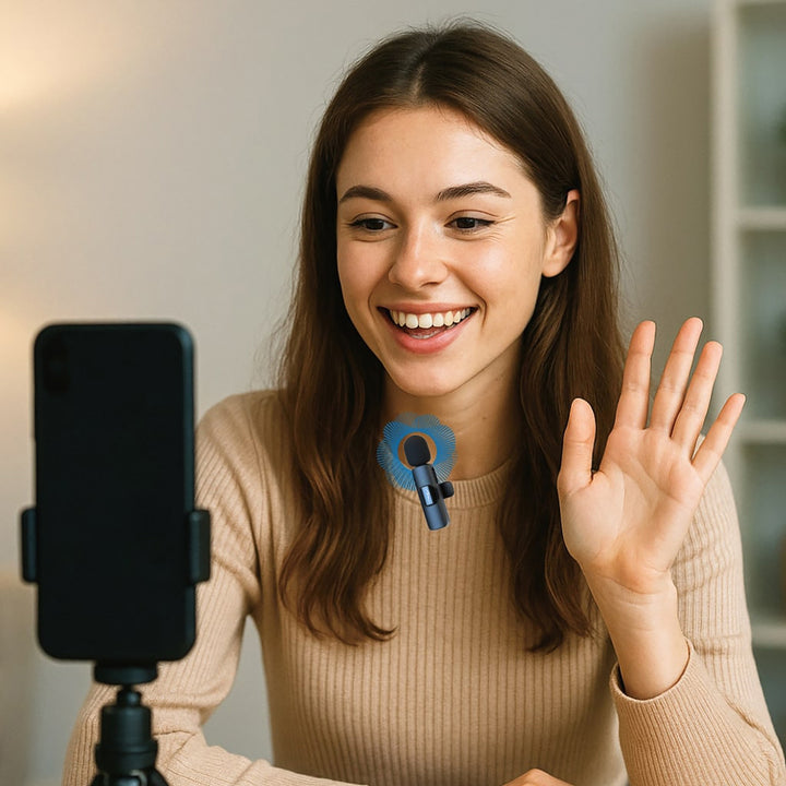 MICRO-MIC DUO - 2x draadloze microfoon met clip (set), iOS & Android (OTG), mini, supergevoelig. USB-C & LIGHTNING, Mediatech