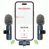 MICRO-MIC DUO - 2x draadloze microfoon met clip (set), iOS & Android (OTG), mini, supergevoelig. USB-C & LIGHTNING, Mediatech