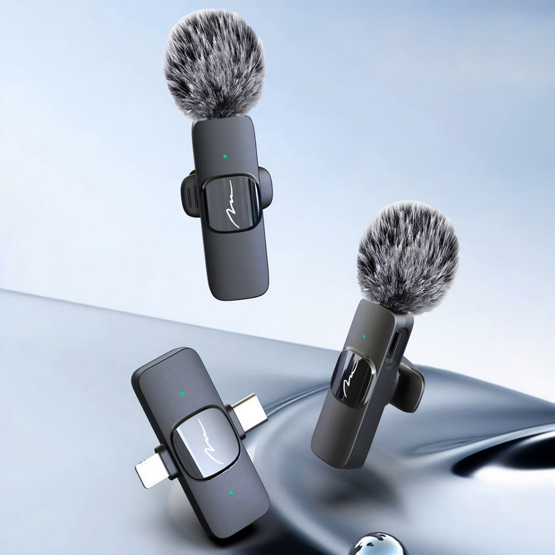 MICRO-MIC DUO - 2x draadloze microfoon met clip (set), iOS & Android (OTG), mini, supergevoelig. USB-C & LIGHTNING, Mediatech