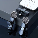 MICRO-MIC DUO - 2x draadloze microfoon met clip (set), iOS & Android (OTG), mini, supergevoelig. USB-C & LIGHTNING, Mediatech