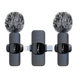 MICRO-MIC DUO - 2x draadloze microfoon met clip (set), iOS & Android (OTG), mini, supergevoelig. USB-C & LIGHTNING, Mediatech