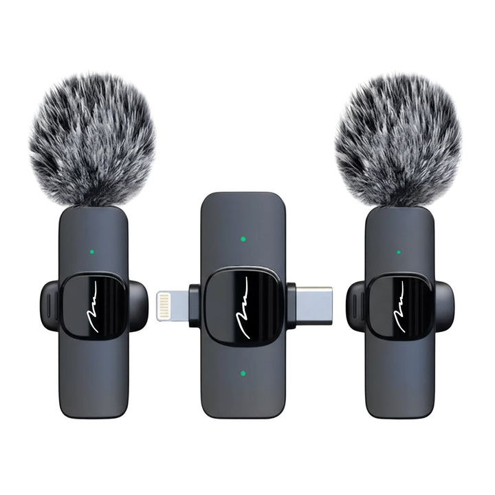 MICRO-MIC DUO - 2x draadloze microfoon met clip (set), iOS & Android (OTG), mini, supergevoelig. USB-C & LIGHTNING, Mediatech