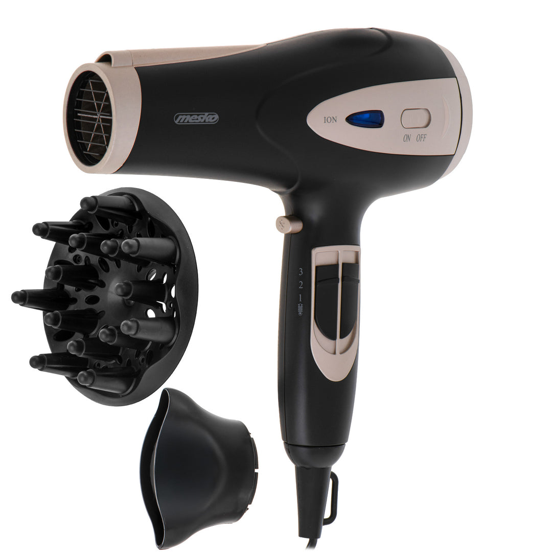Mesko haardroger, ionisatiefunctie, diffuser, vermogen 2200 W, zwart, MS 2287
