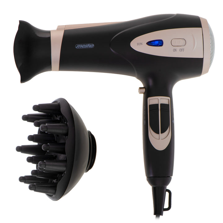 Mesko haardroger, ionisatiefunctie, diffuser, vermogen 2200 W, zwart, MS 2287