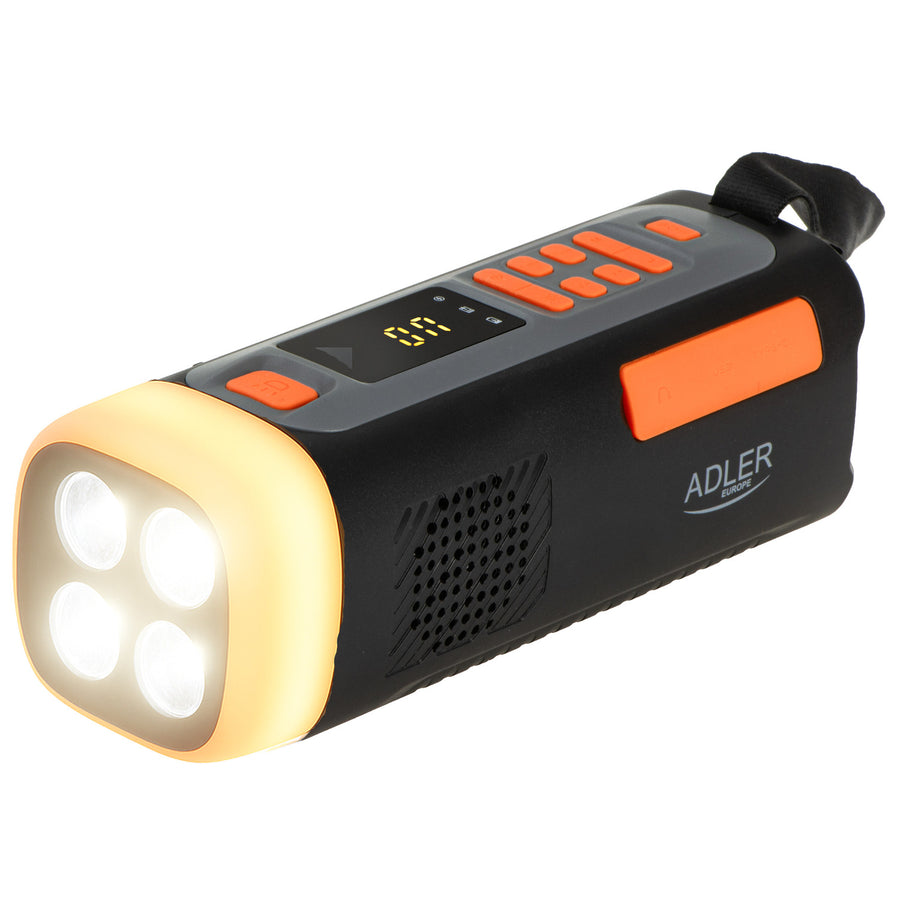 Adler noodradio, met zonnepaneel, handkruk en powerbank, Bluetooth 5.0, 4W LED-zaklamp, 4500 mAh, AD 1920