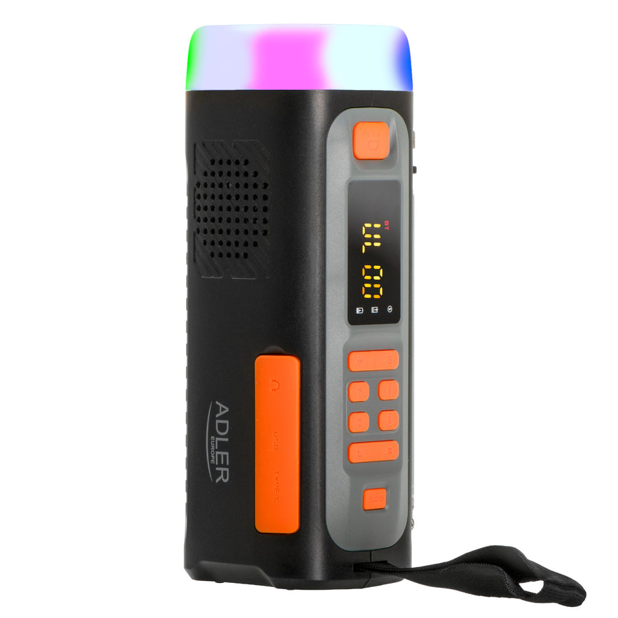 Adler noodradio, met zonnepaneel, handkruk en powerbank, Bluetooth 5.0, 4W LED-zaklamp, 4500 mAh, AD 1920