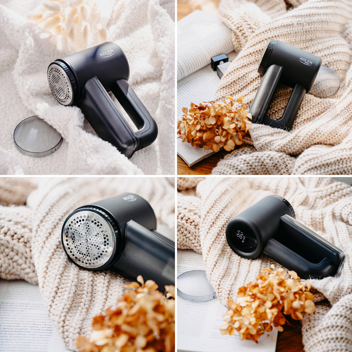 Adler - Kledingontpluizer - Kleding scheerapparaat - LCD-display - 3 snelheden - Zwart - AD 9617