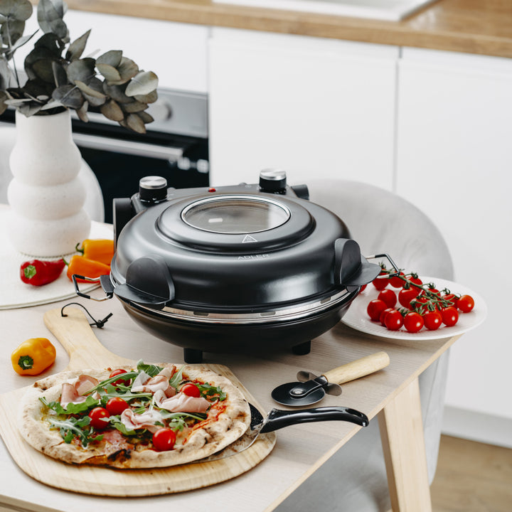 Adler pizzaoven, temperatuurregeling tot 400 °C, keramische steen, twee verwarmingselementen, AD 6314