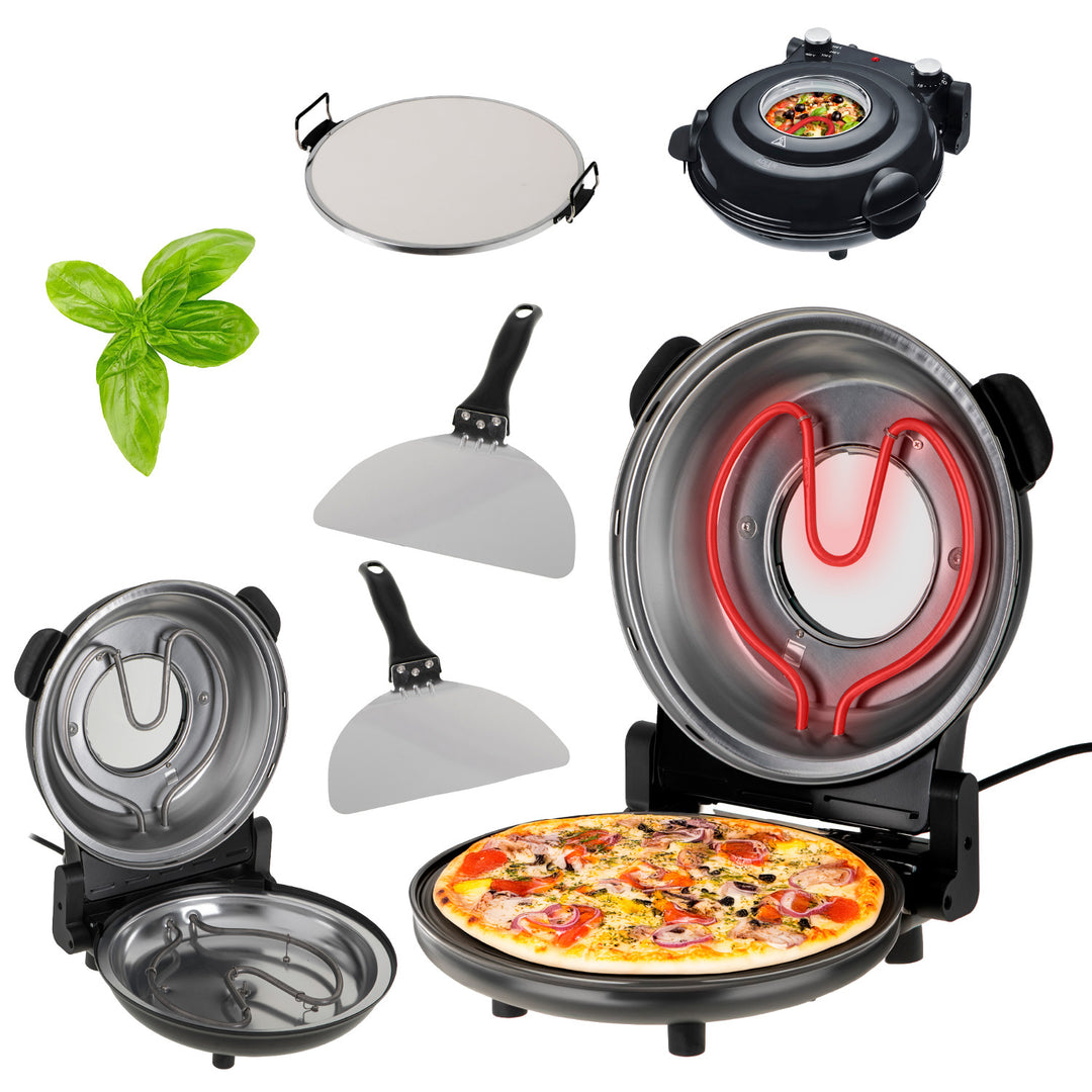 Adler pizzaoven, temperatuurregeling tot 400 °C, keramische steen, twee verwarmingselementen, AD 6314