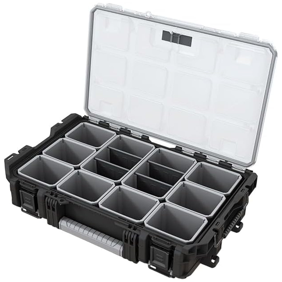Keter ROC Pro Gear 1.0 gereedschapskoffer, inhoud meer dan 13 liter, doorzichtig en stevig deksel, afdichting tegen stof en water, metalen sluitingen, 257190
