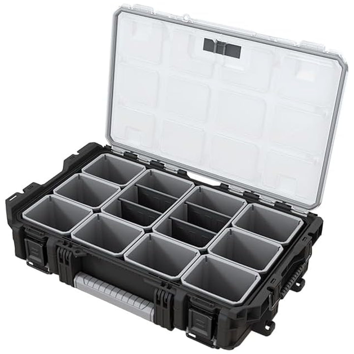 Keter ROC Pro Gear 1.0 gereedschapskoffer, inhoud meer dan 13 liter, doorzichtig en stevig deksel, afdichting tegen stof en water, metalen sluitingen, 257190