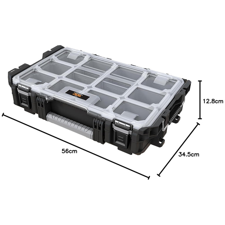 Keter ROC Pro Gear 1.0 gereedschapskoffer, inhoud meer dan 13 liter, doorzichtig en stevig deksel, afdichting tegen stof en water, metalen sluitingen, 257190