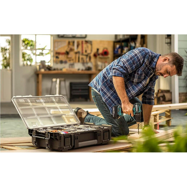 Keter ROC Pro Gear 1.0 gereedschapskoffer, inhoud meer dan 13 liter, doorzichtig en stevig deksel, afdichting tegen stof en water, metalen sluitingen, 257190
