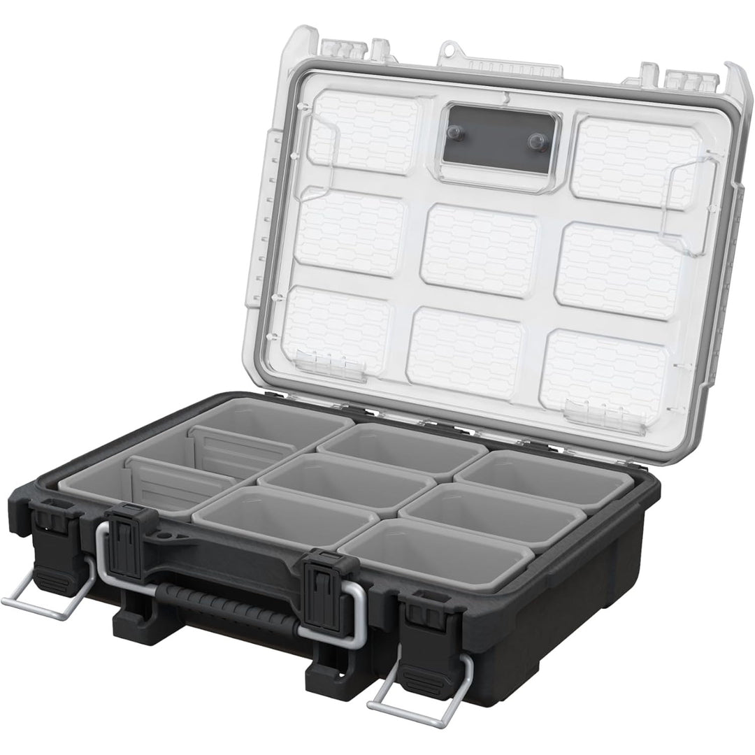 Keter ROC Pro Gear 2.0 gereedschapshouder, wandbevestiging, doorzichtige en stevige deksel, afdichting tegen stof en water, metalen sluitingen, 256983