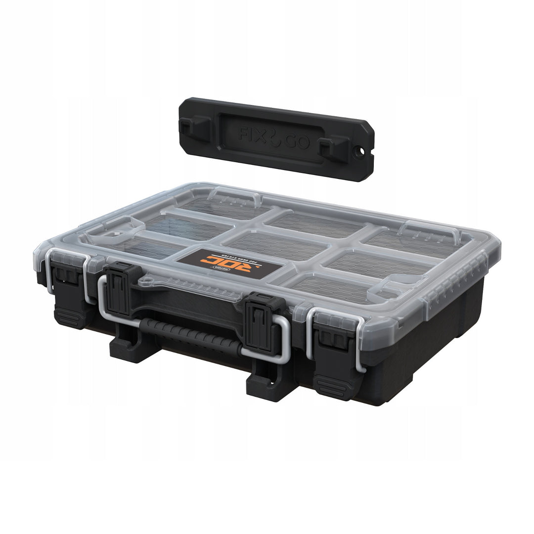 Keter ROC Pro Gear 2.0 gereedschapshouder, wandbevestiging, doorzichtige en stevige deksel, afdichting tegen stof en water, metalen sluitingen, 256983