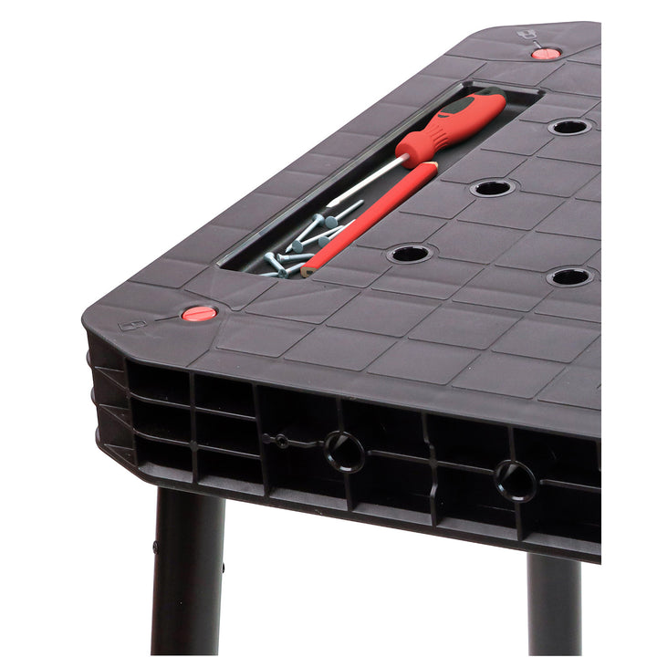 Keter Ultimate werkbank, opvouwbaar, draagvermogen tot 453 kg, montage in 30 seconden, groot werkoppervlak met gaten van 3/4 inch, draagbaar, 262936