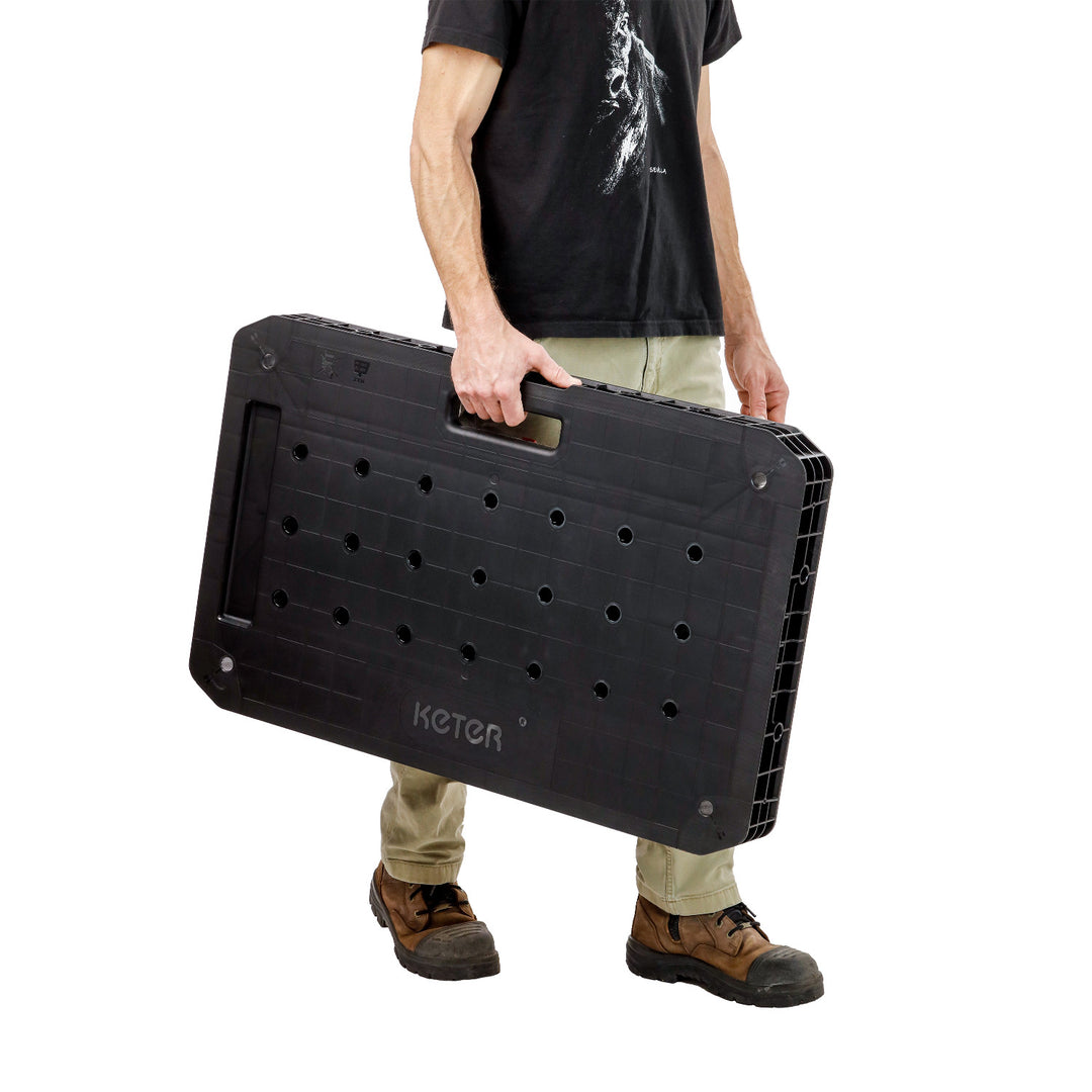 Keter Ultimate werkbank, opvouwbaar, draagvermogen tot 453 kg, montage in 30 seconden, groot werkoppervlak met gaten van 3/4 inch, draagbaar, 262936