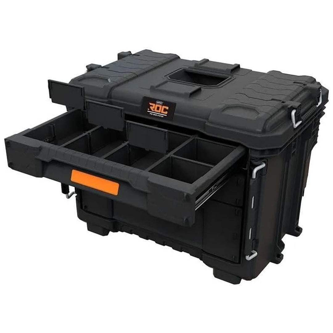 Keter ROC Pro Gear 2.0 XL gereedschapskist, met drie lades, meegeleverde indeling, ruimte voor een hangslot, sluitingen aan de voorkant, 259671