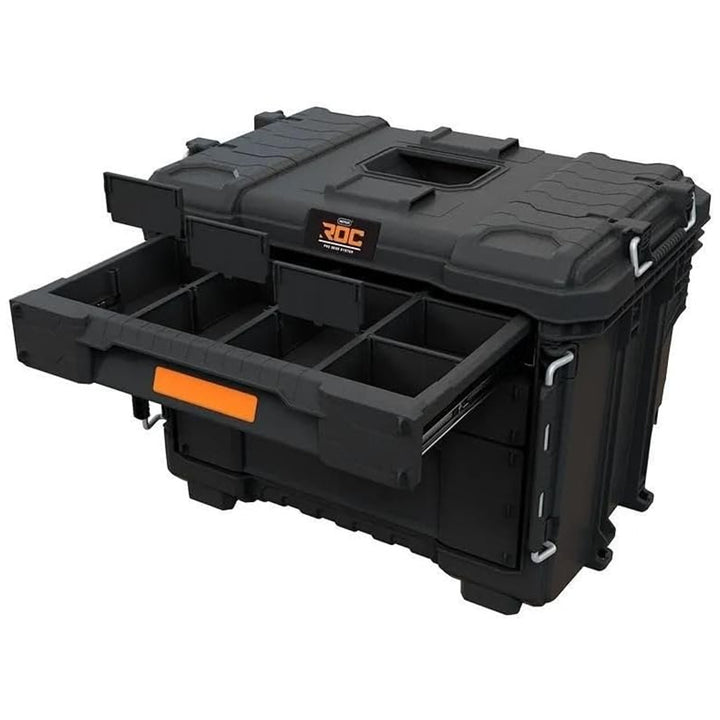 Keter ROC Pro Gear 2.0 XL gereedschapskist, met drie lades, meegeleverde indeling, ruimte voor een hangslot, sluitingen aan de voorkant, 259671