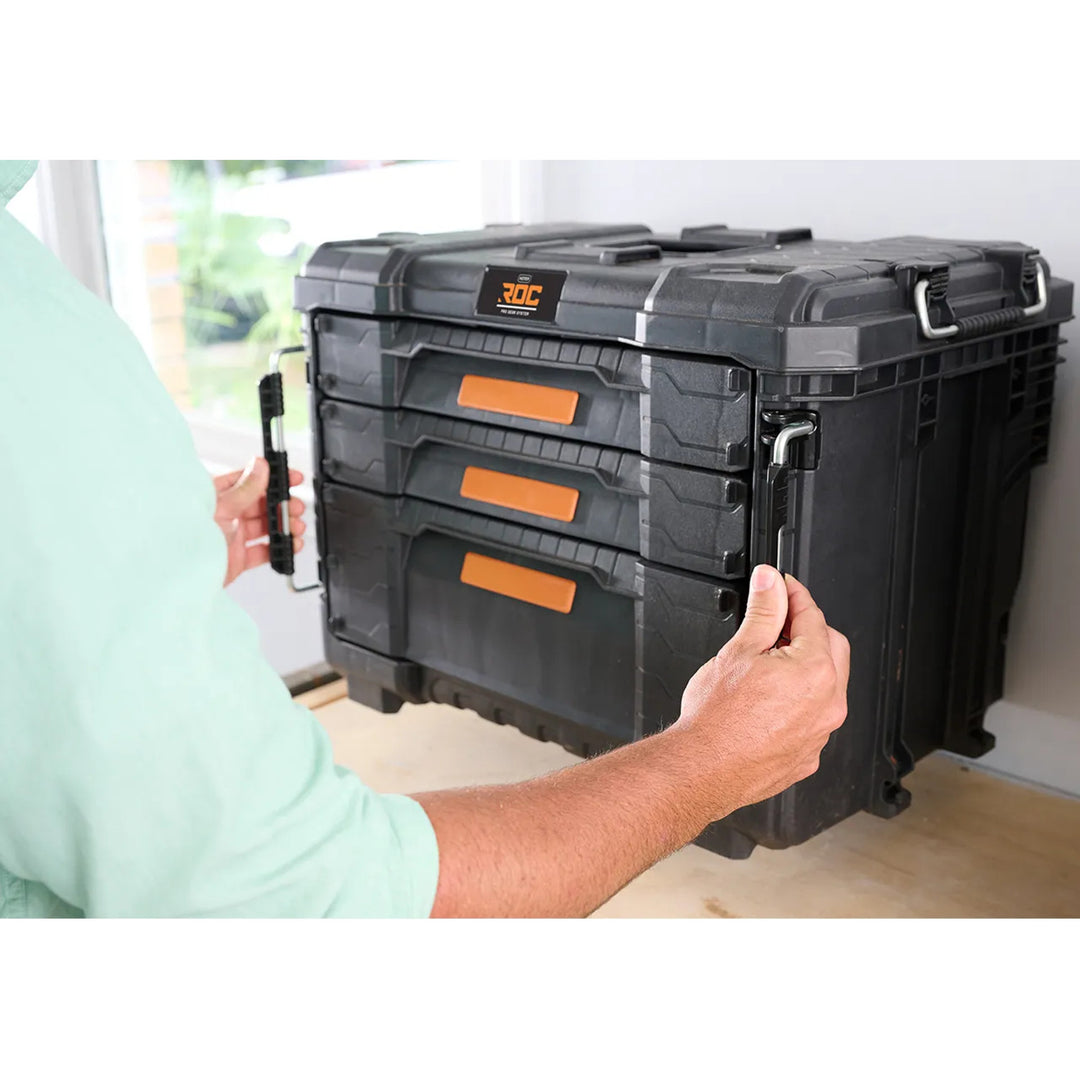 Keter ROC Pro Gear 2.0 XL gereedschapskist, met drie lades, meegeleverde indeling, ruimte voor een hangslot, sluitingen aan de voorkant, 259671