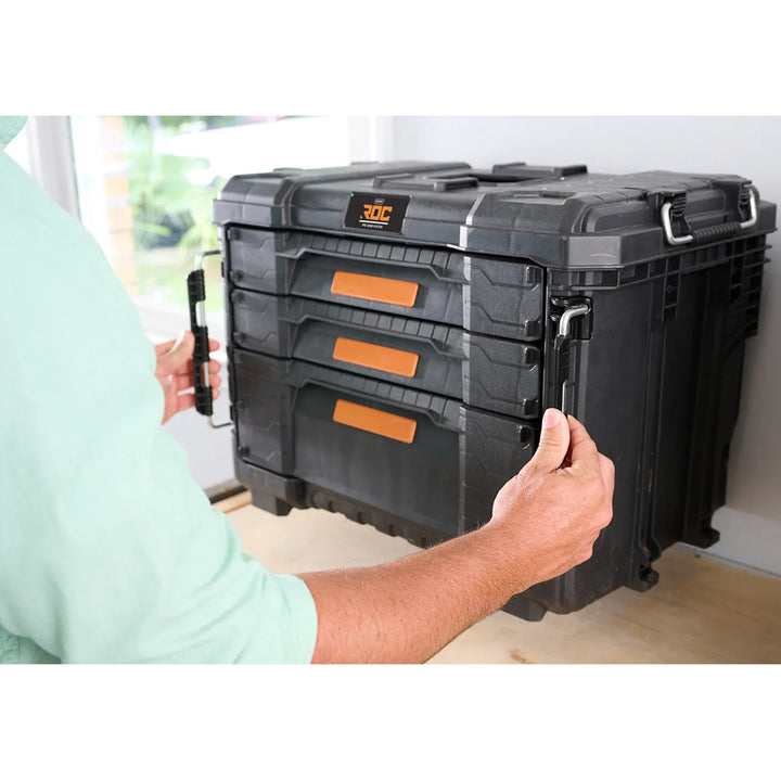 Keter ROC Pro Gear 2.0 XL gereedschapskist, met drie lades, meegeleverde indeling, ruimte voor een hangslot, sluitingen aan de voorkant, 259671