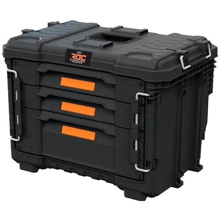 Keter ROC Pro Gear 2.0 XL gereedschapskist, met drie lades, meegeleverde indeling, ruimte voor een hangslot, sluitingen aan de voorkant, 259671