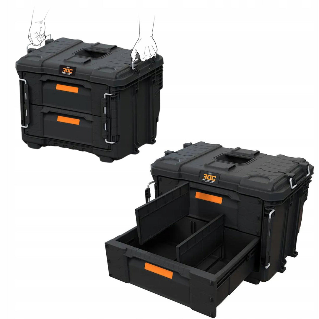 Keter ROC Pro Gear 2.0 XL gereedschapskist, met twee lades, meegeleverde vakverdelers, ruimte voor een hangslot, sluitingen aan de voorkant, 259841