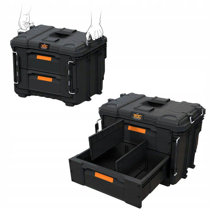 Keter ROC Pro Gear 2.0 XL gereedschapskist, met twee lades, meegeleverde vakverdelers, ruimte voor een hangslot, sluitingen aan de voorkant, 259841