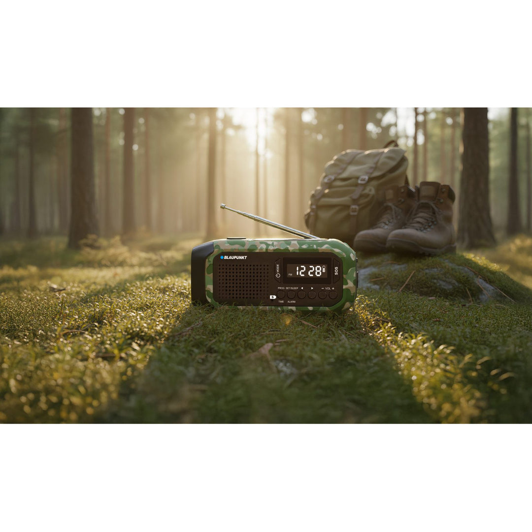 Blaupunkt FM-noodradio, LED-zaklamp, leeslampje, drievoudig oplaadsysteem, SOS-alarm, ER20GC