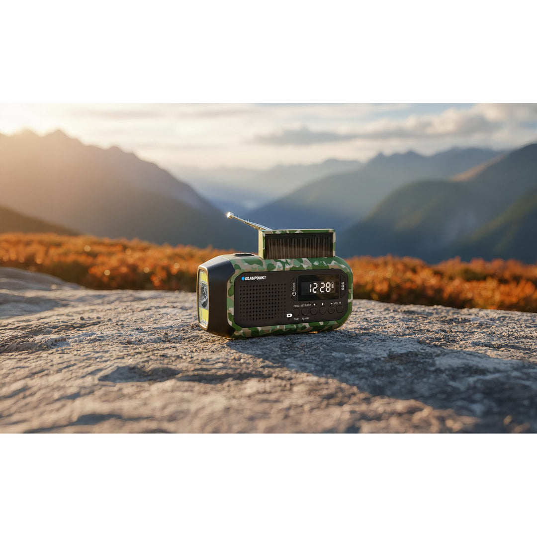 Blaupunkt FM-noodradio, LED-zaklamp, leeslampje, drievoudig oplaadsysteem, SOS-alarm, ER20GC