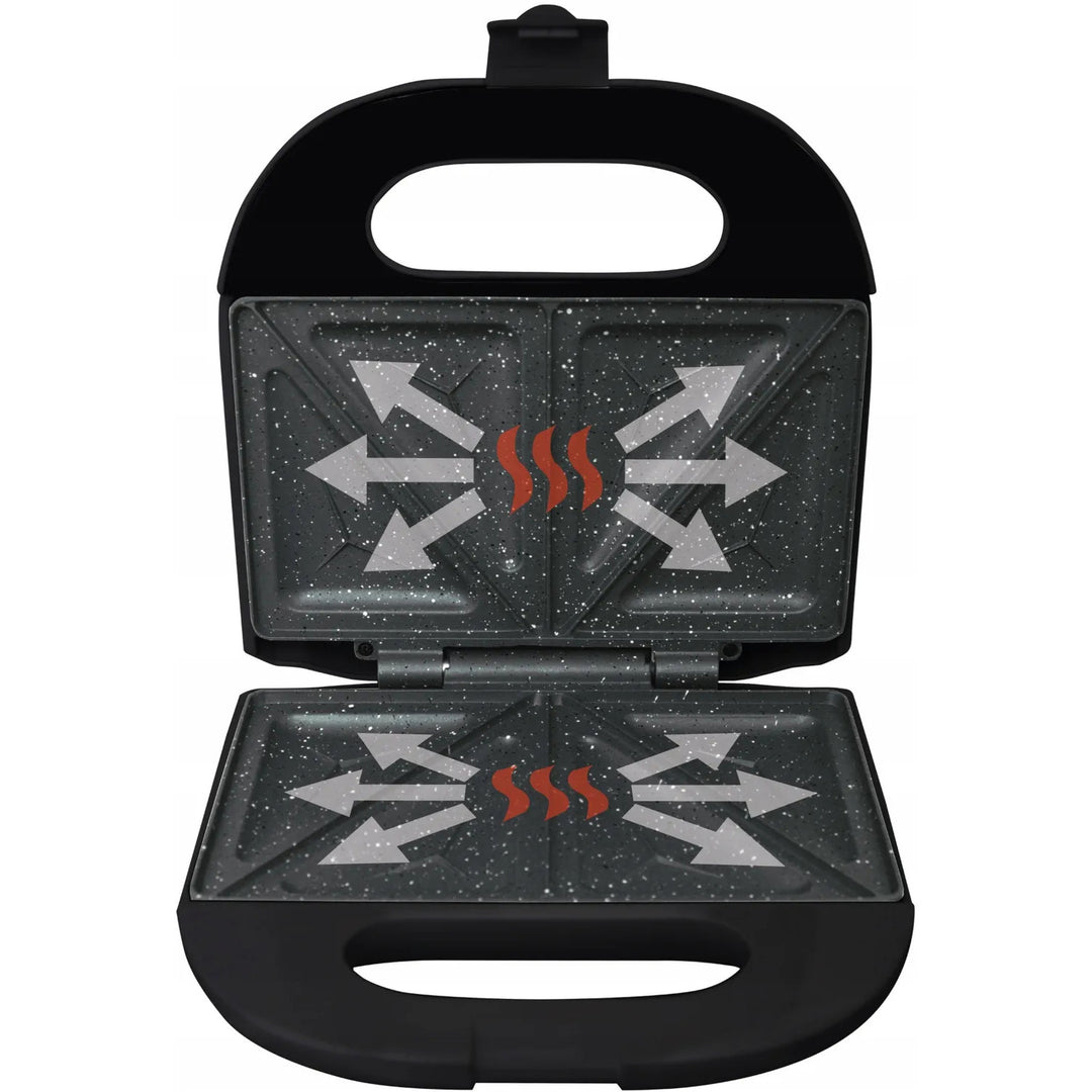 Eldom sandwichmaker, antiaanbaklaag van keramiek, snelle opwarming, vermogen 750 W, snel schoon te maken, LED-indicatielampje, antislipvoetjes, ST11G