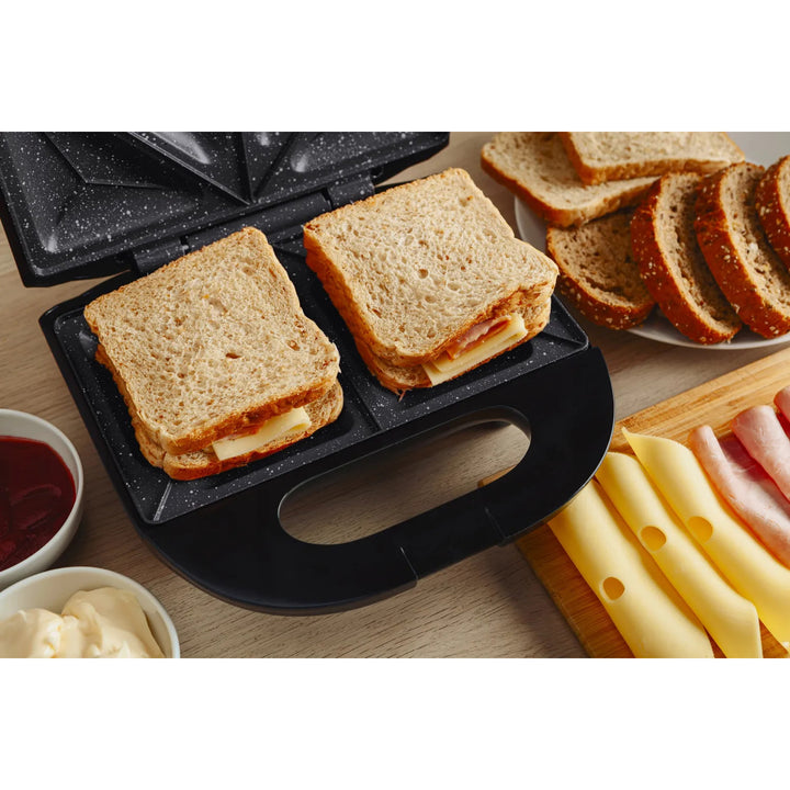 Eldom sandwichmaker, antiaanbaklaag van keramiek, snelle opwarming, vermogen 750 W, snel schoon te maken, LED-indicatielampje, antislipvoetjes, ST11G