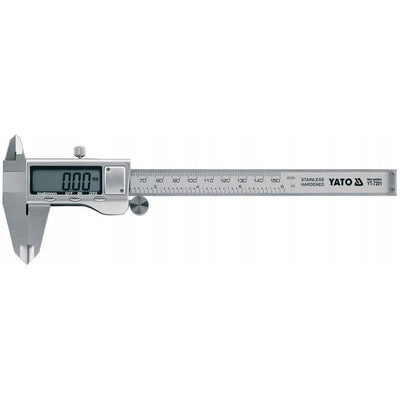 Yato elektronische schuifmaat, van roestvrij staal, nauwkeurigheid 0,02 mm, bereik 0-150 mm, schaal aangepast aan het metrische en inch-systeem, YT-7201