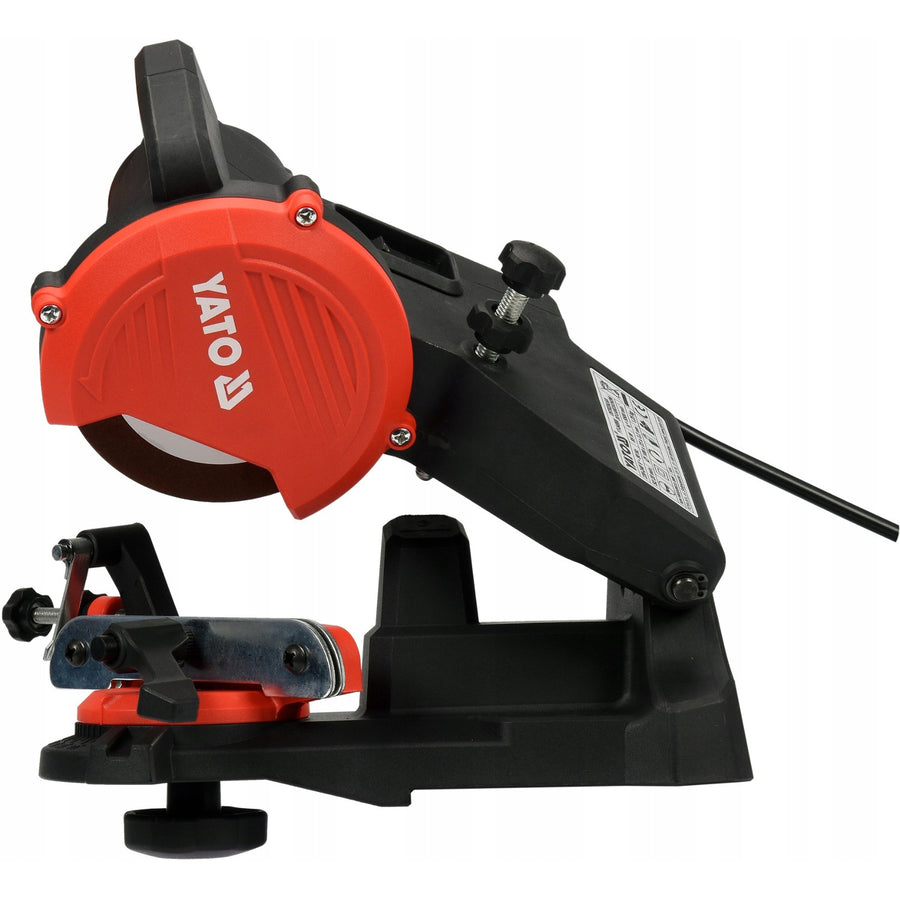 Elektrische slijper Yato, voor zaagkettingen van kettingzagen, vermogen 85 W, toerental 5500 tpm, slijphoek 0-35°, metalen geleider, snoer 1,8 m, YT-84990