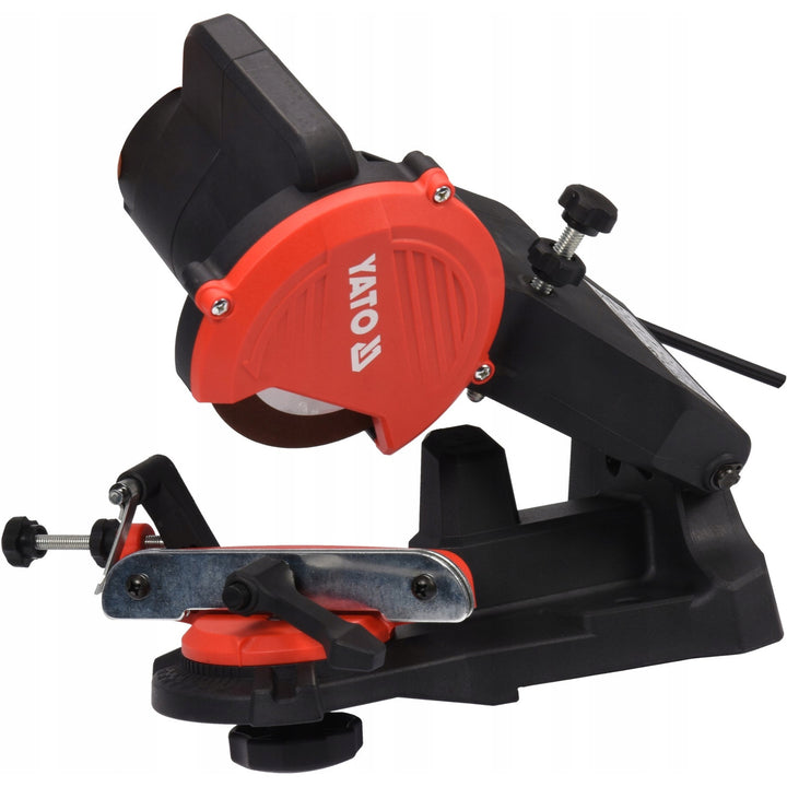 Elektrische slijper Yato, voor zaagkettingen van kettingzagen, vermogen 85 W, toerental 5500 tpm, slijphoek 0-35°, metalen geleider, snoer 1,8 m, YT-84990