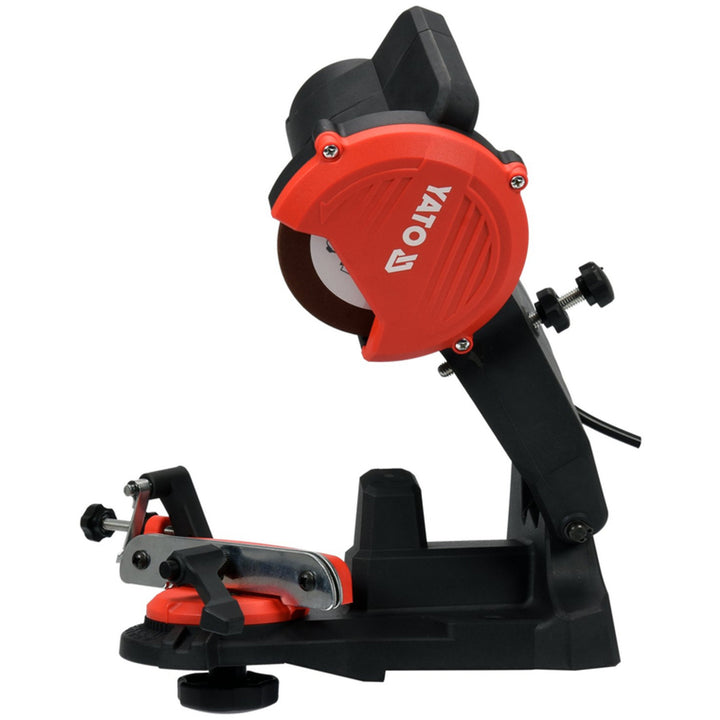 Elektrische slijper Yato, voor zaagkettingen van kettingzagen, vermogen 85 W, toerental 5500 tpm, slijphoek 0-35°, metalen geleider, snoer 1,8 m, YT-84990