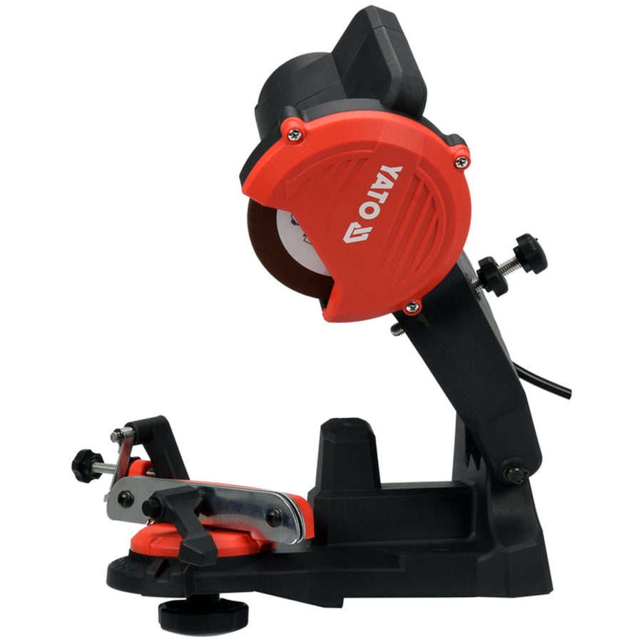 Elektrische slijper Yato, voor zaagkettingen van kettingzagen, vermogen 85 W, toerental 5500 tpm, slijphoek 0-35°, metalen geleider, snoer 1,8 m, YT-84990