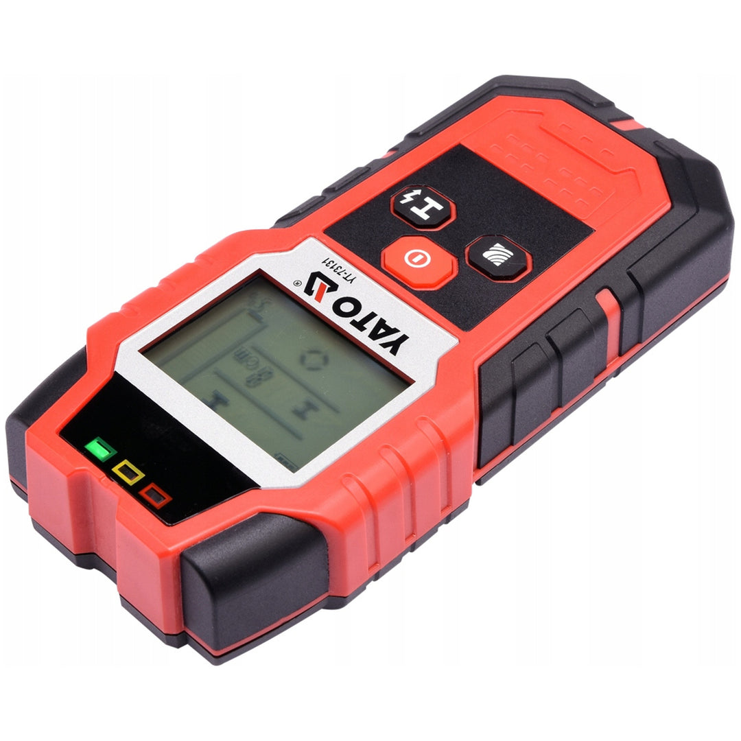 Professionele kabel- en profieldetector van Yato, groot display met LED-verlichting, inclusief hoes, geluidssignaal en drie signaal-LED's, instelbare detectiekracht, YT-73131